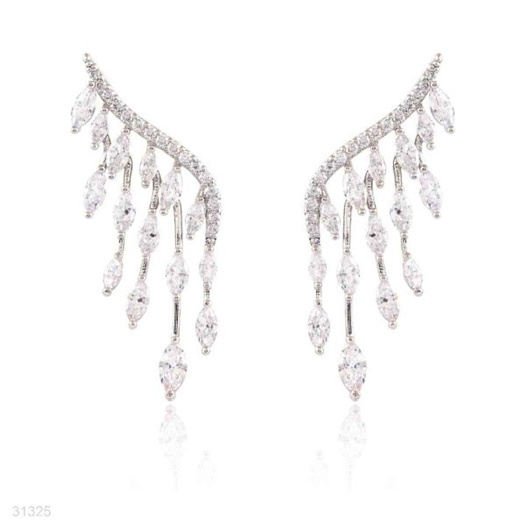 majestic angel wing silver earrings